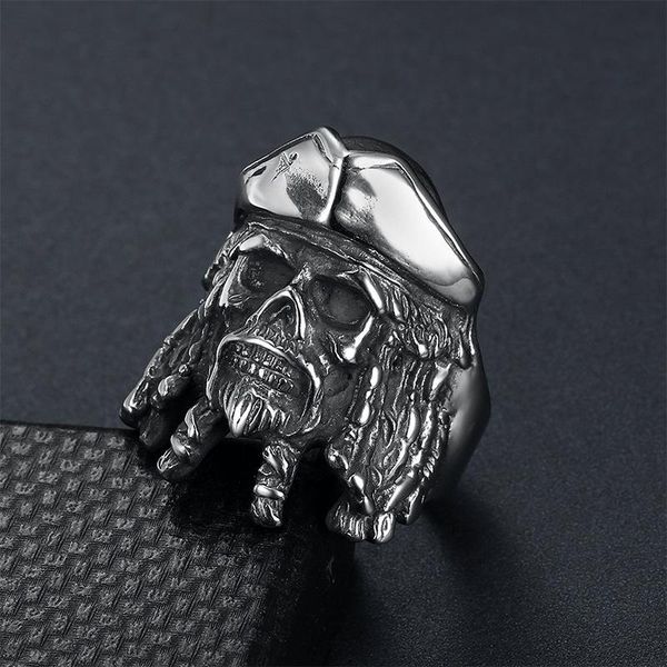 

hollown party us размер бесплатная доставка black pearl пираты нержавеющей стали кольца черепа байкер рок ролл gothic punk ювелирные изделия, Bronze;silver