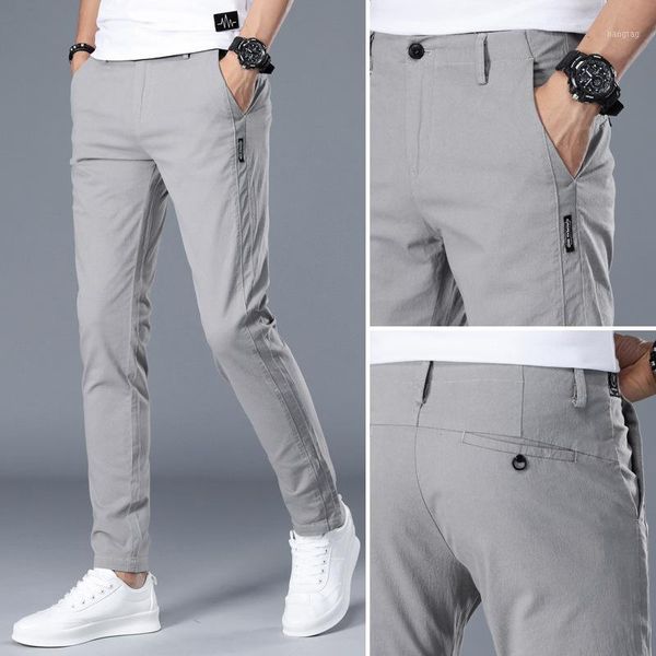 

2020 spring men's casual pants men's korean-style small suit pants straight slim elasticity workwear trousers1, Black