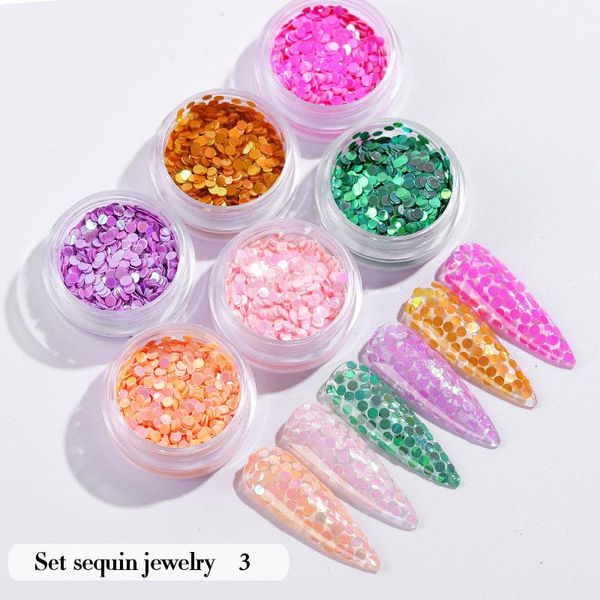 

nail art decorations 2021 6pcs pink cute glitter set holographic powder flakes manicure ultra thin sequin chromes pigment, Silver;gold