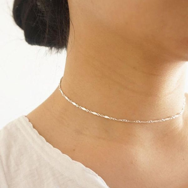 

chokers necklace 2021 initial chains necklaces for women simple trendy tassel jewelry accessories wholesale collares, Golden;silver