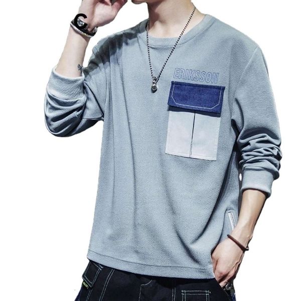 

spring 2020 men's round neck thin loose long sleeve sweater8uy, Black