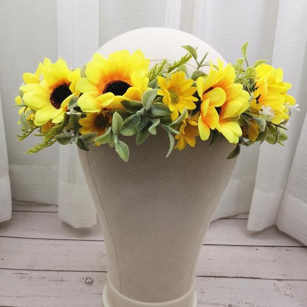 

wholesale sun flower crown festival headband women hair accessories headdress women floral garlands wedding flower qyllmw