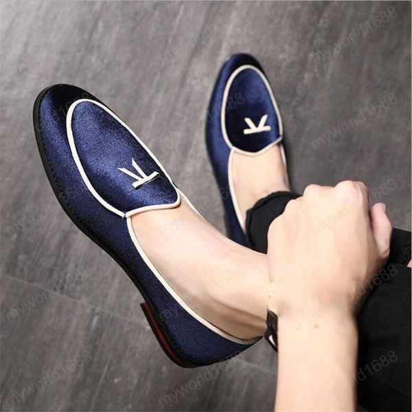 

plus size 38-46 men's fashion silk velvet leather shoes new style shoes men formal shoes flat breathable slip-on loafer, Black