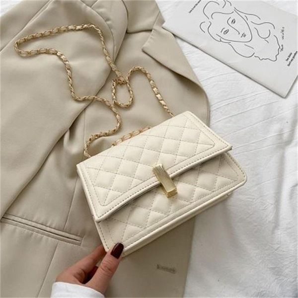 

women diamond lattice pattern small square lipstick bags chains design shoulder bag fashion pu flap crossbody messenger handbag
