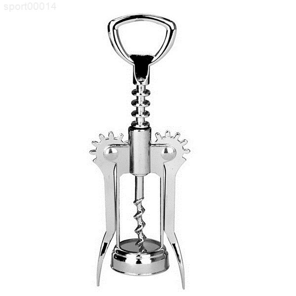 

new creative stainless steel wine bottle simple corkscre chrome plated winged opener corkscrew silver color