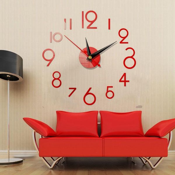 

3d wall clock modern design acrylic large wall sticker diy wall watch home decor clock on the aesthetic room decor