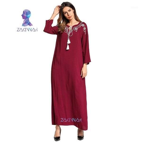 

5707 muslim dress women embroidery cardigan abaya full dress kimono tunic jubah katfan middle east ramadan arab islamic clothing1, Red