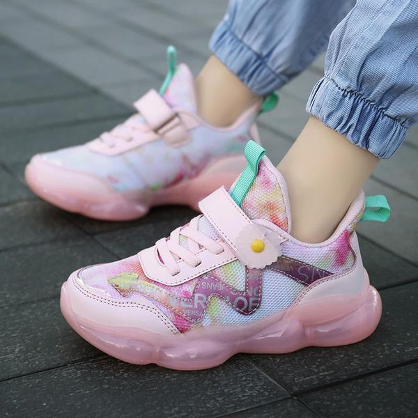 

дети баннер спортивная обувь детская сетка повседневная обувь девушка кроссовки детская обувь для девушки светлые туфли милый розовый плоски, Black