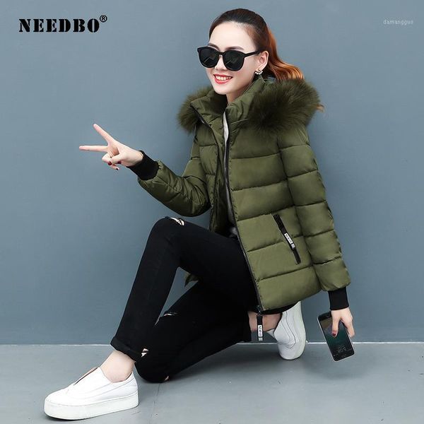 

winter jacket women coat fur collar parka mujer ladies puffer coat women elegant casaco loose clothing warm outwear1, Black