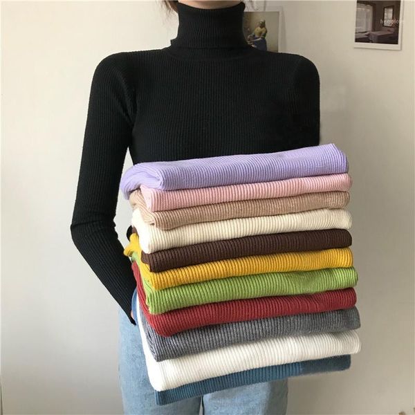 

warm turtleneck sweater for women knitted long sleeve sweaters elastic pullovers solid color ladies turtleneck pullover1, White;black