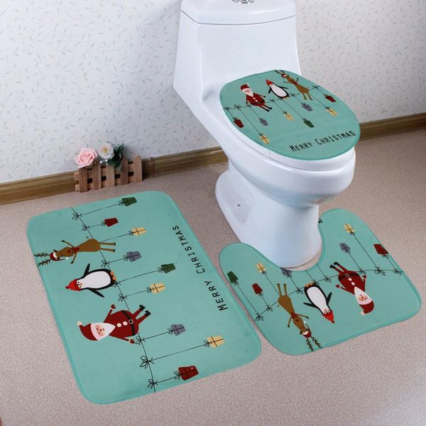 

3pcs christmas bathroom non slip pedestal rug lid toilet cover bath mat set xmas home garden tool supplies yxlxwb loveshop01