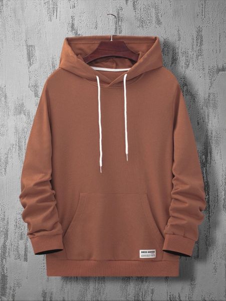 

men patched front drawstring hoodie e6kh#, Black