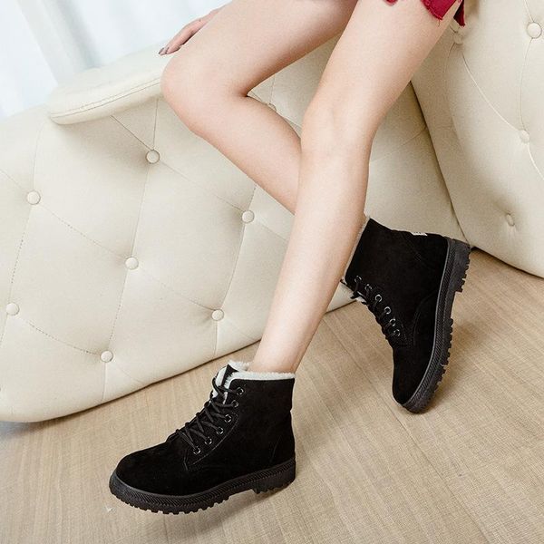 

boots women plus size 44 snow boot for women winter shoes heels winter boots ankle botas mujer warm plush insole shoes woman, Black