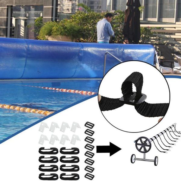 

pool & accessories 24 pcs universal adjustable fixed cover sun visor roll with solar blanket belt straps kit for ground accessories#g41