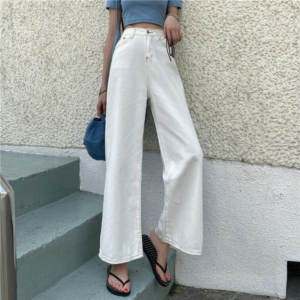 

spring high waist women jeans streetwear straight jean wide leg denim clothing vintage 2020 fashion harajuku pants, Blue