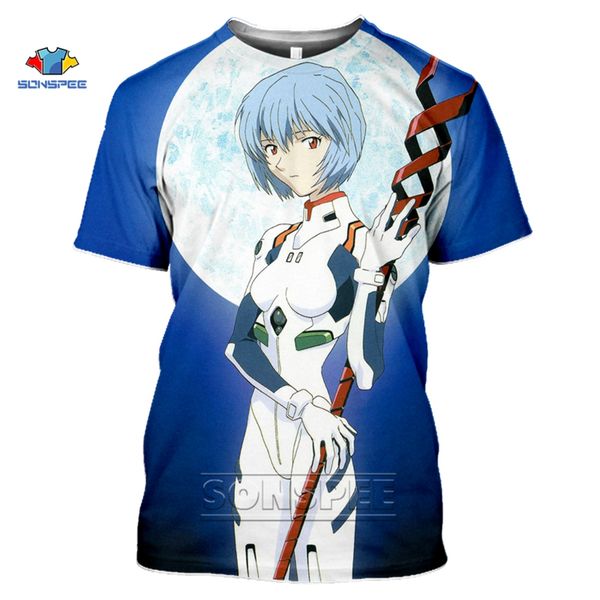 

evangelion genesis asuka anime white aesthetic 3d print shirts funny funny oversized men clothing