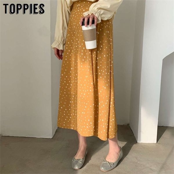 

ies chiffon skirts women polka dot printing midi skirts white black korean woman a-line faldas streetwear 1014
