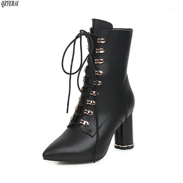 

autumn winter genuine leather women boots crystal high-heeled lace-up fashion boots cow leather women's shoes size 34-431, Black