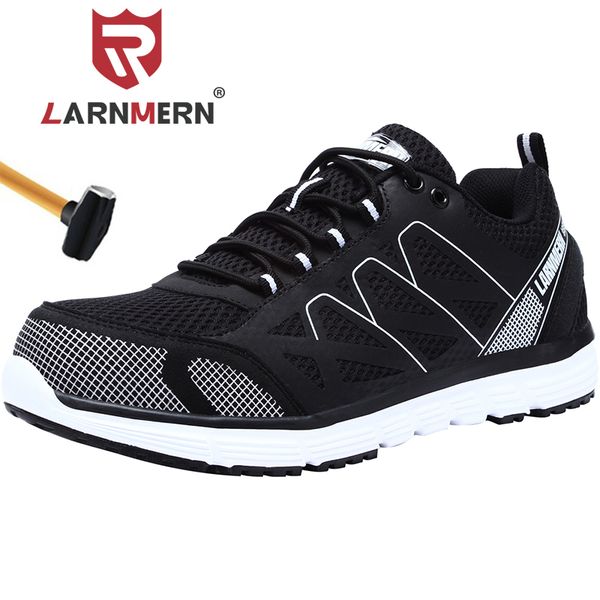 

larnmern men's steel toe safety shoes lightweight breathable anti-puncture anti-static non-slip reflective work boots sneaker y200915, Black;brown