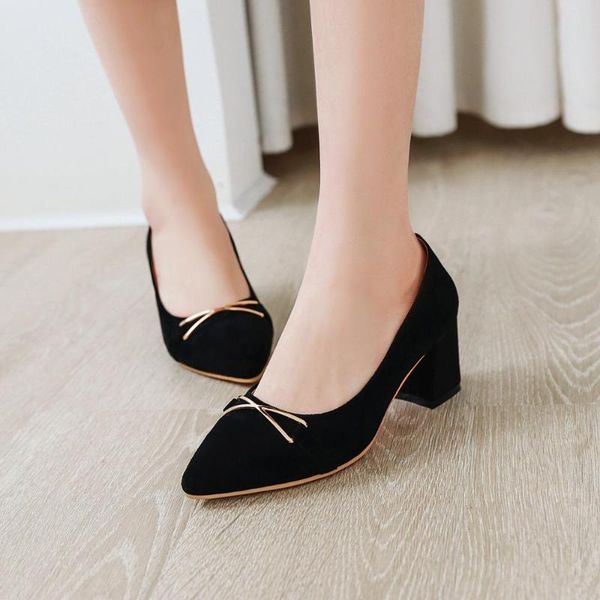 

pqecfs big size 31-43 spring & autumn solid fashion women high square heels pumps 2 colors, Black