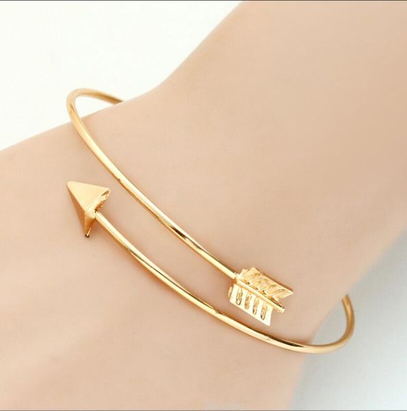 66mm Frauen Mädchen Legierung Manschette Armreifen Gold Legierung arrow Öffnen Armband Weibliche Großhandel