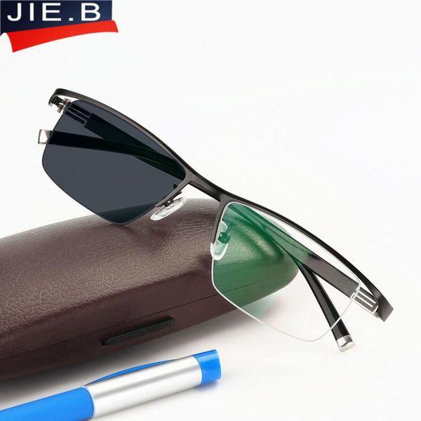 

sunglasses transition pochromic reading glasses for men titanium alloy frame presbyopia eyewear with diopters, White;black