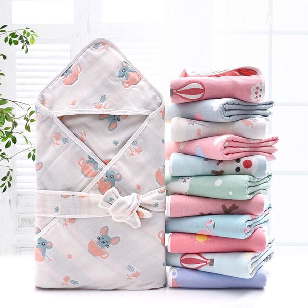 

90* newborn wrapped blanket hug gauze towel baby cotton thin quilt lj201105