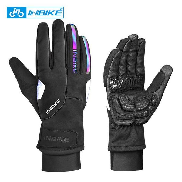 

inbike велосипедных перчаток зимняя термальные ветрозащитные теплые полные пальцы перчатка велосипедных перчатки светоотражающего мотоцикл в, Black