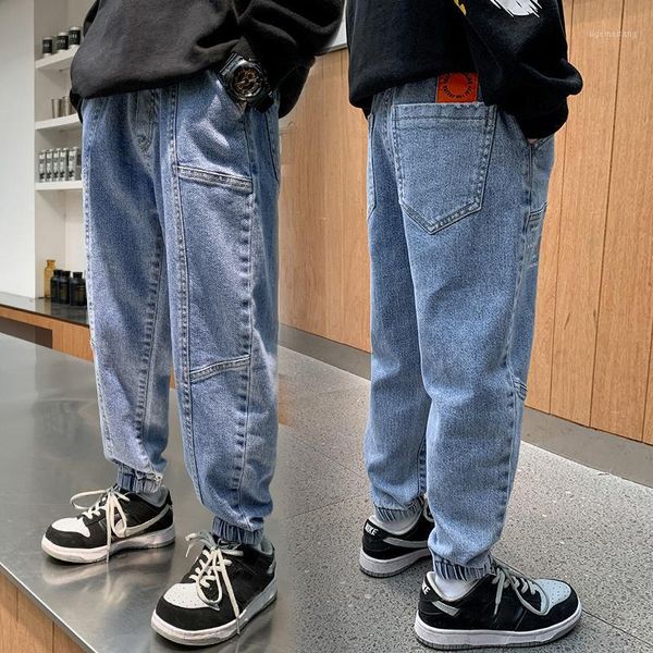 Frühling Neue Teenager Jungen Jeans Hosen Kinder Kleidung Beiläufige Lose Denim Hosen 4-16Yrs Kinder Streetwear Alle-spiel Kleidung1