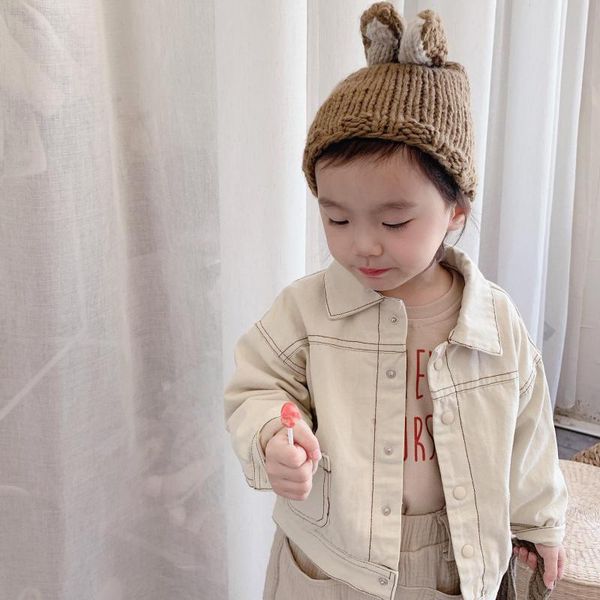 

baby girl clothes autumn boy denim jacket fashion coat children's clothing soft plus velvet coat boy and girl clothes 201109, Blue;gray