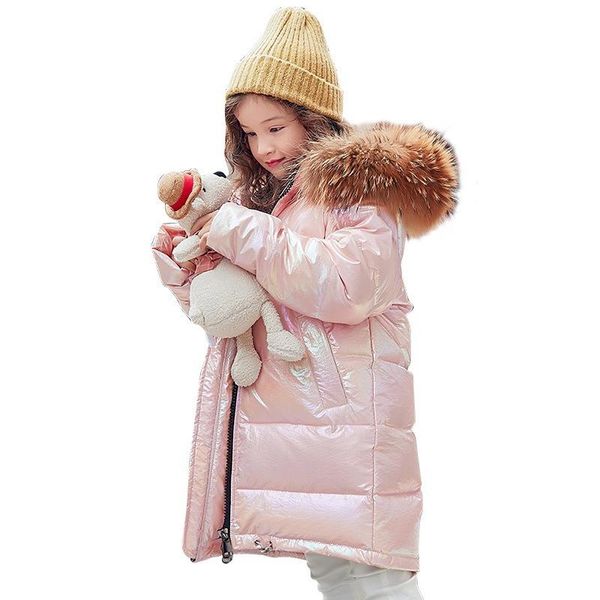 

down coat 2021 fashion girl clothes jacket warm child parka real fur kid teen thicken outerwear cold winter clothing snowsuit, Blue;gray