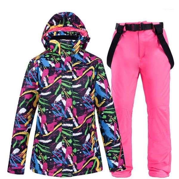 

skiing jackets winter women's ski suit female jacket + pants snow warm waterproof windproof snowboarding suits brands1