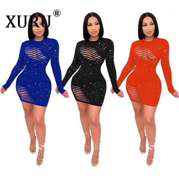 

xuru selling explosive printed dress hole hip dress women's club nightclub1, Black;gray