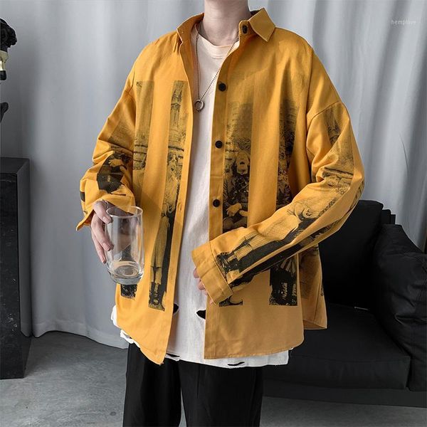 

shirts men plus size casual japanese style long sleeve shirt mens blouse baggy hipster clothes students hip hop clothing 1, White;black