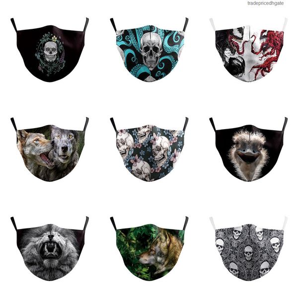 

factory6dmnmouth lion cartoon face print skull animal masks reusable washable fabric mask prote cmxa