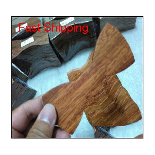 

wood bow ties semi-finished products 4 styles handmade vintage traditional bowknot for gentleman wedding wooden bowtie father's day ziz, Black;gray