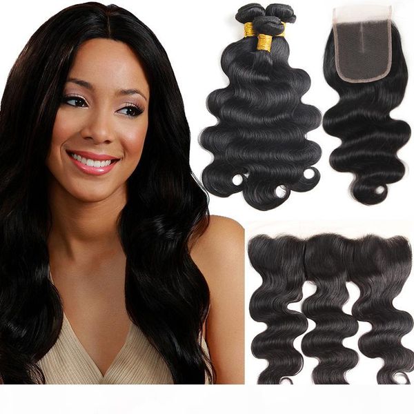 

wholesale peruvian human hair with closure brazilian virgin body wave human hair for weaves brazilian remy hair extensions with lace frontal, Black;brown