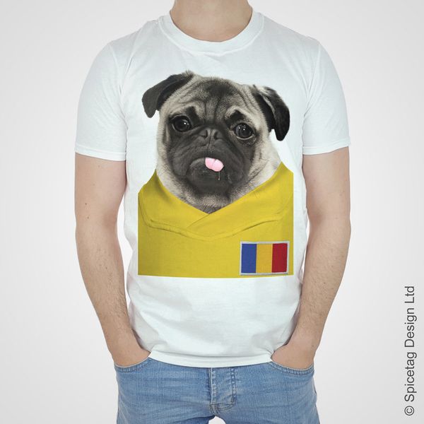

romania footballer pug t-shirt romanian puppy dog fashion slim fit solid color company t shirts sport hooded sweatshirt hoodie