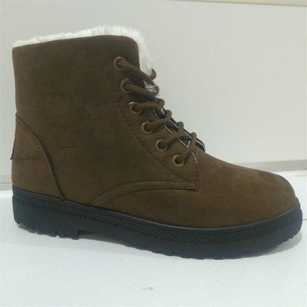 

2020 winter new snow boots female flat round cross straps suede rubber sole plus velvet boots ankle large size, Black