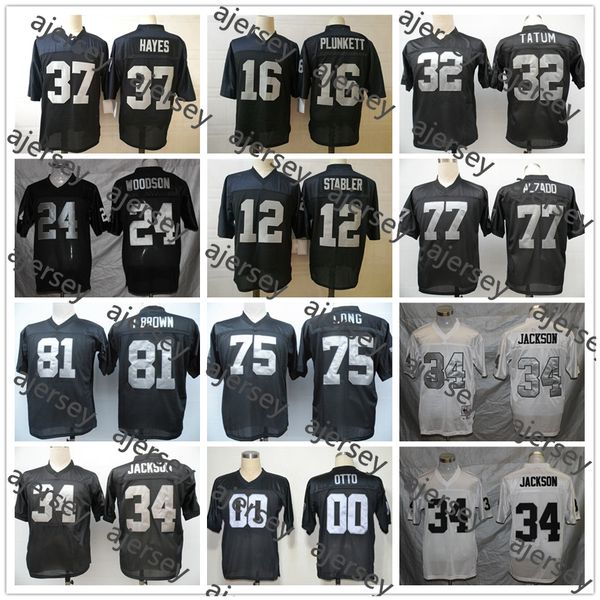 

oakland raiders vintage jim otto 81 t.brown 24 charles woodson jack tatum hayes long alzado plunkett jackson stabler football jersey, Black;red