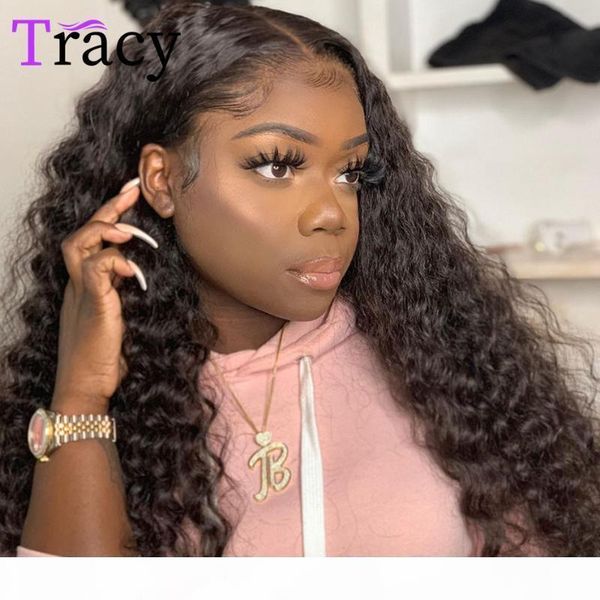 

deep wave lace closure human hair wig 4x4x1 lace wig with baby hair pre plucked women malaysian remy closure t-part wigs, Black;brown