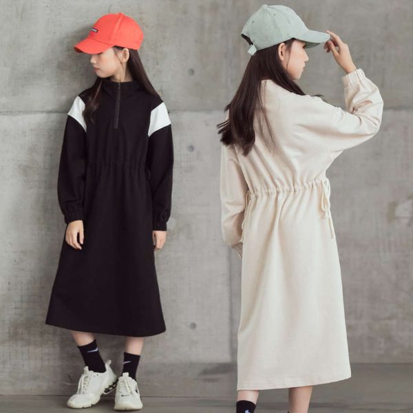 

stitching girls' autumn winter 2020 contrast waist middle school children's skirt and bodyguard casual drs, Red;yellow