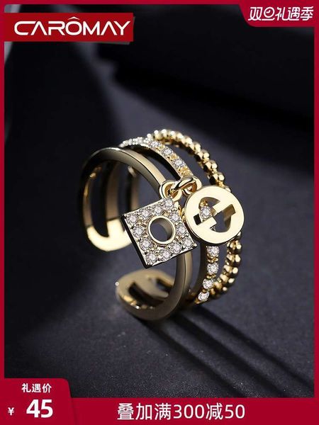 

niche dign three-layer open female index net red cool style personality little finger joint tail ring jewelry, Silver