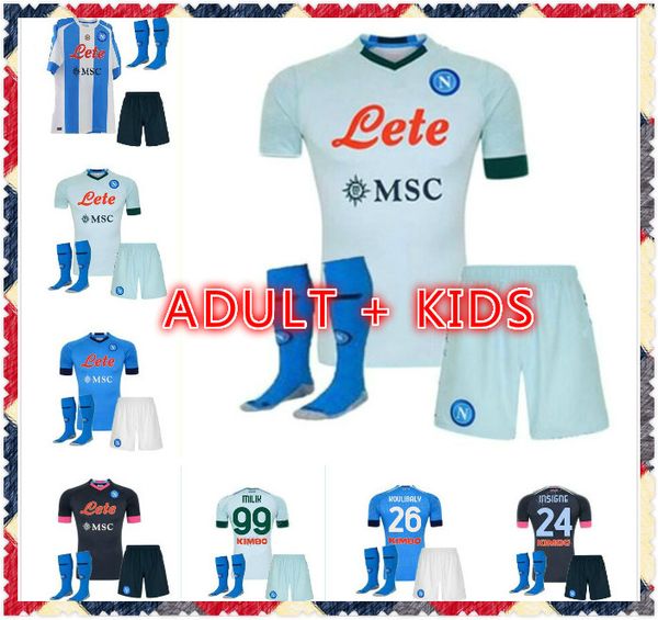 

2020 21 napoli soccer jersey naples 2020 2021 koulibaly insigne milik maillots h.lozano mertens men kit football shirt set uniforms, Black;yellow