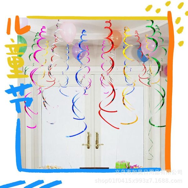 

children's day birthday christmas bracelet charm pvc spiral hanging decoration latte art showcase corridor ceiling decorative de