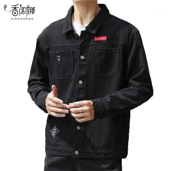 

loose solid casual men denim jacket hip hop fashion thin jean coat clothes jackets1, Black;brown