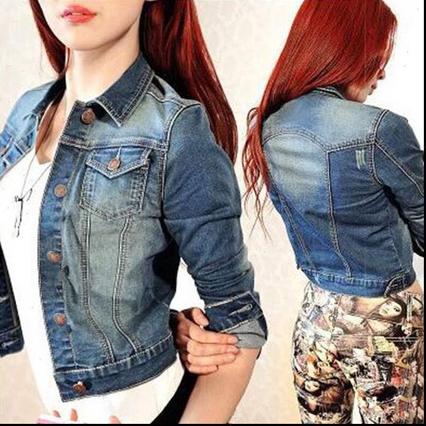 

2021 fashion spring autumn women jeans jacket short long sleeve denim coat vintage clothing female jacket chaquetas mujer, Black;brown