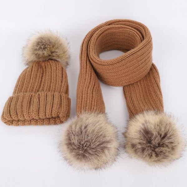 

hats, scarves & gloves sets 2pcs children knitted beanie hat scarf set cute infant baby fake ball pom cap warm winter beanies for 3-8 years, Blue;gray