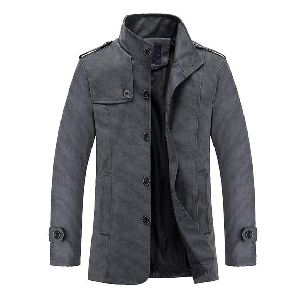 

2021 new jackets men autumn casual slim fashion outwear khaki quality overcoat mandarin collar man coats plus size m-4xl, Black;brown