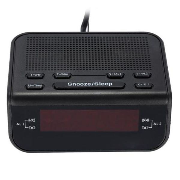 

digital alarm clock radio for bedrooms fm radio digits dimmerable red display,easy snooze,sleep timer (eu plug)